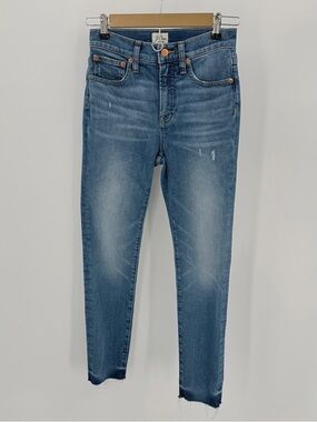 J.Crew Jeans Womens 25 Blue Denim 10" Toothpick Ankle Raw Hem Cotton Blend